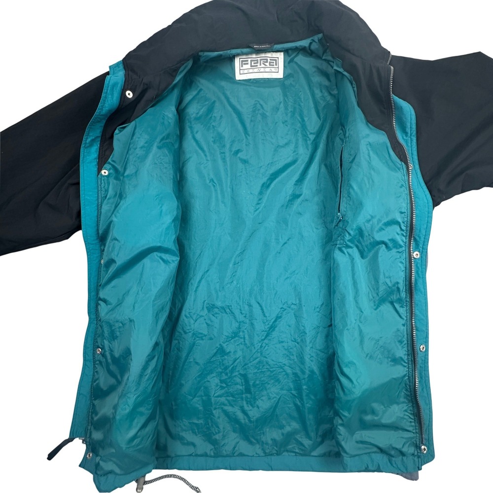 Vintage 90s Fera Skiwear Colorblock Ski Jacket Dark Teal Black Gray Mens Large